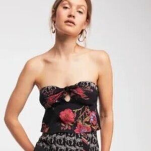 Free People Sunshine Safari Cropped Top Sweetheart Neckline Size 0 Size XS Flora